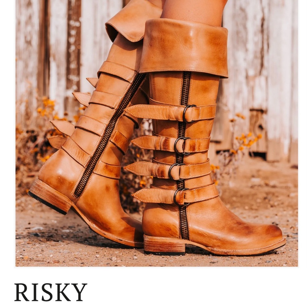 Freebird by Steven Risky Brown Leather Moto Boots
